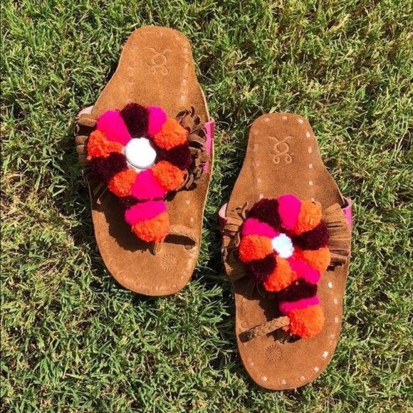 Figue Shoes - Figue Salome Mirror Pompom Embroidered Leather Tho